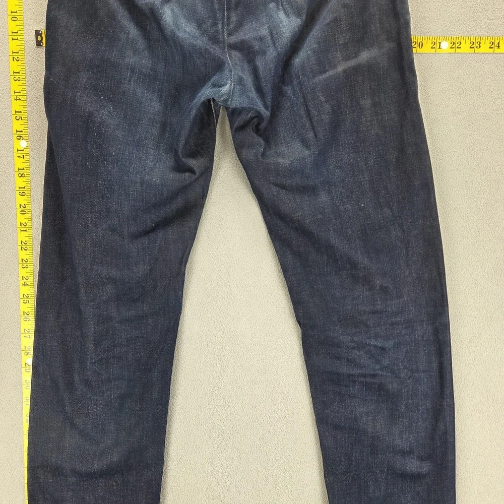 Levis Jeans Mens 30x34 Blue Selvedge Made & Crafted Buckle Back Biker Button Fly